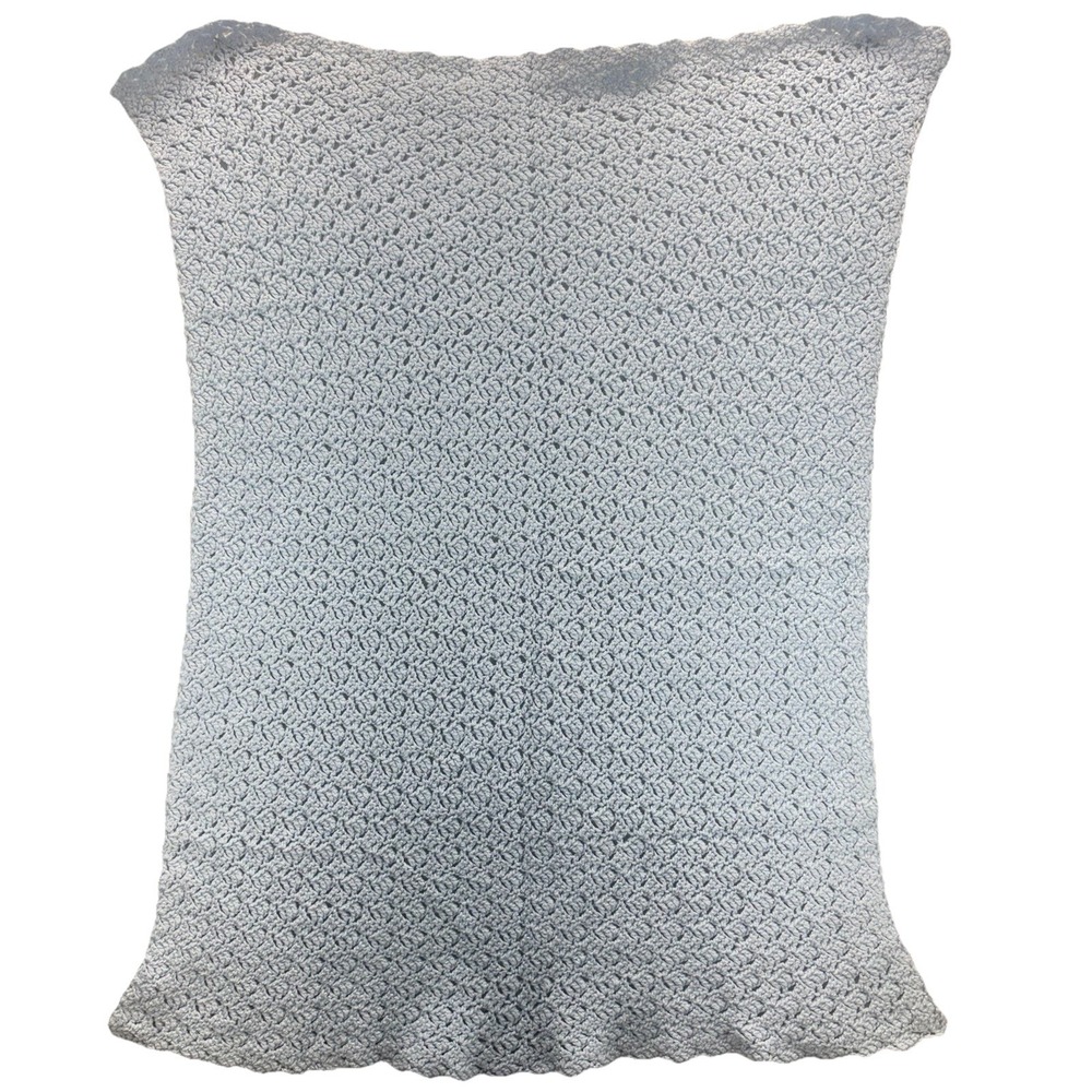 New Hand Crochet Baby Blanket 42" Long X 28" Wide Blue